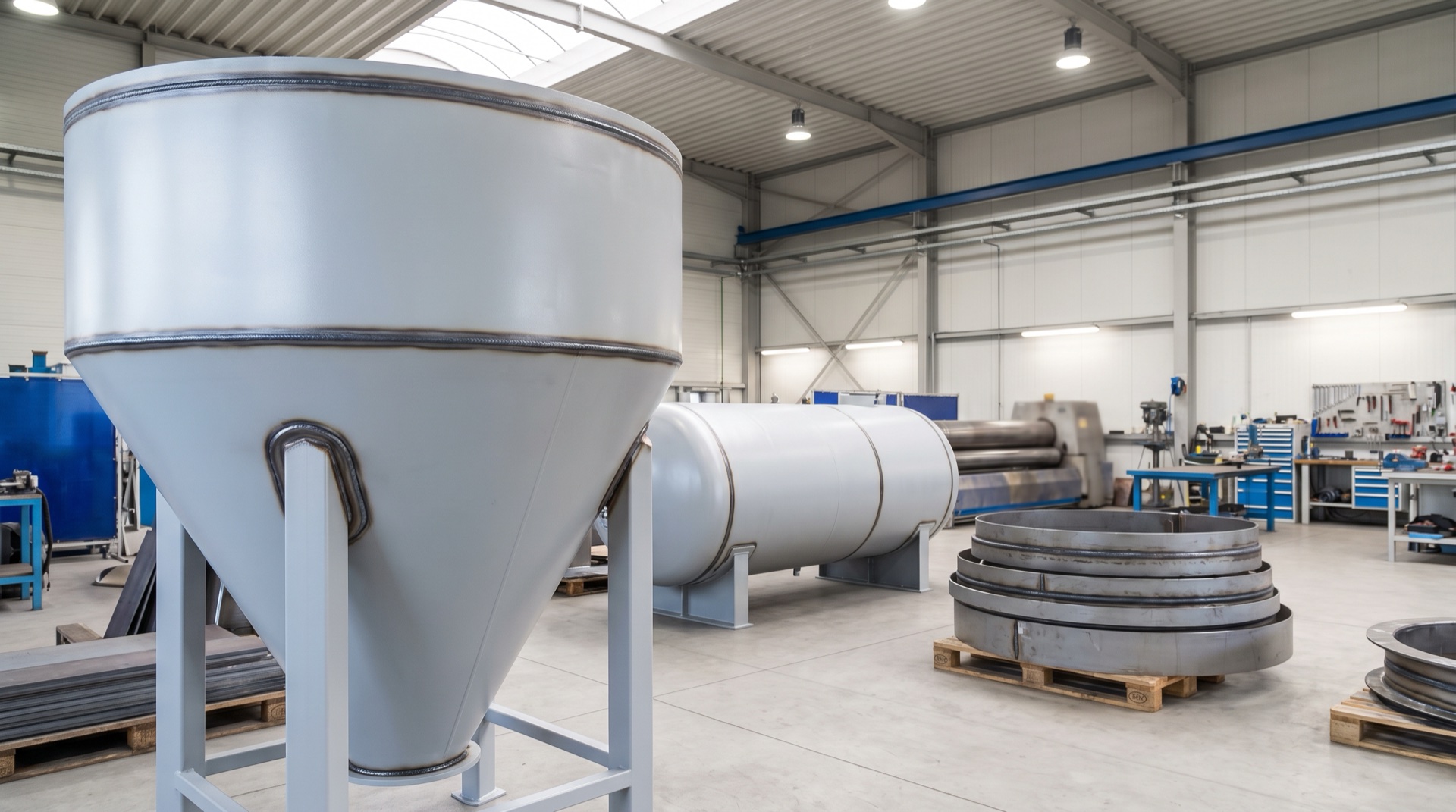 Behälterbau aus Polen — Lagertank- und Trichterkonstruktion, DIN EN 1090 EXC2/EXC3