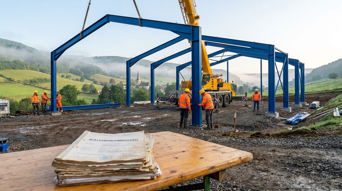 Genehmigungsfreistellung Stahlhalle — wann reicht eine einfache Mitteilung?