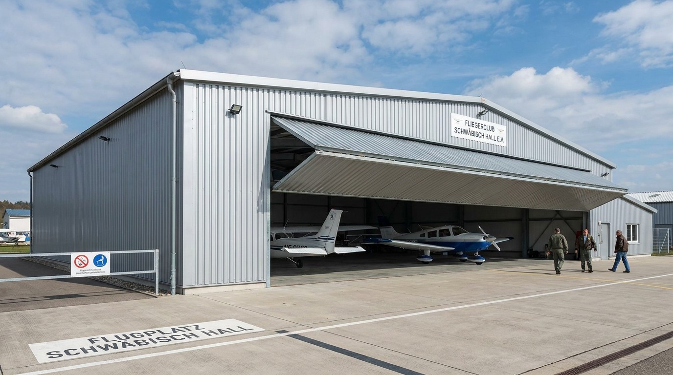 Flugzeughangar aus Stahl — Spannweiten, Tore und Kosten 2026