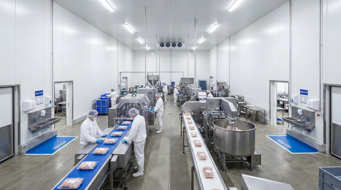 Sandwich-Paneelhalle für die Lebensmittelindustrie — HACCP, IFS und Kosten 2026