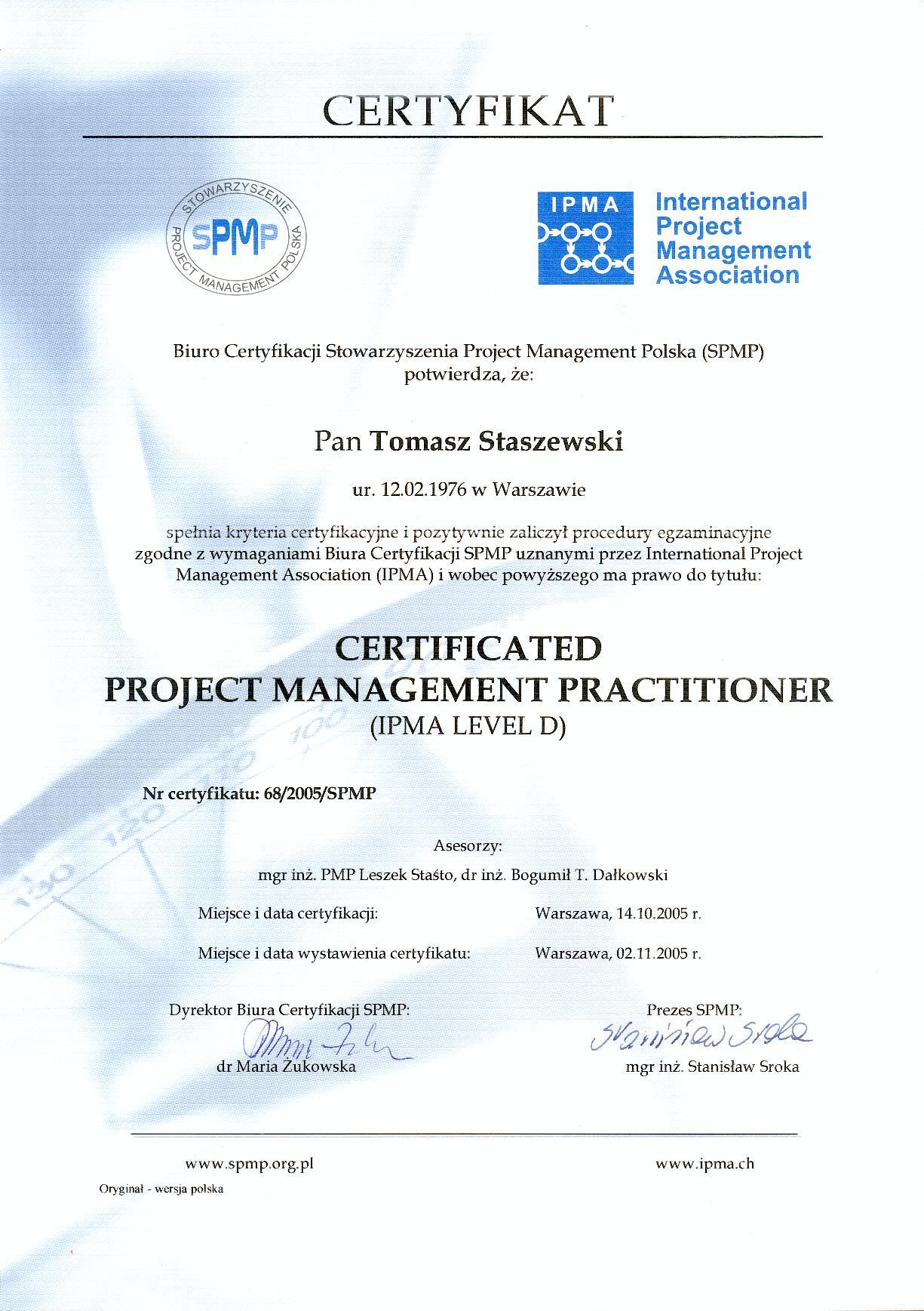 IPMA Certifikat - International Project Management Association