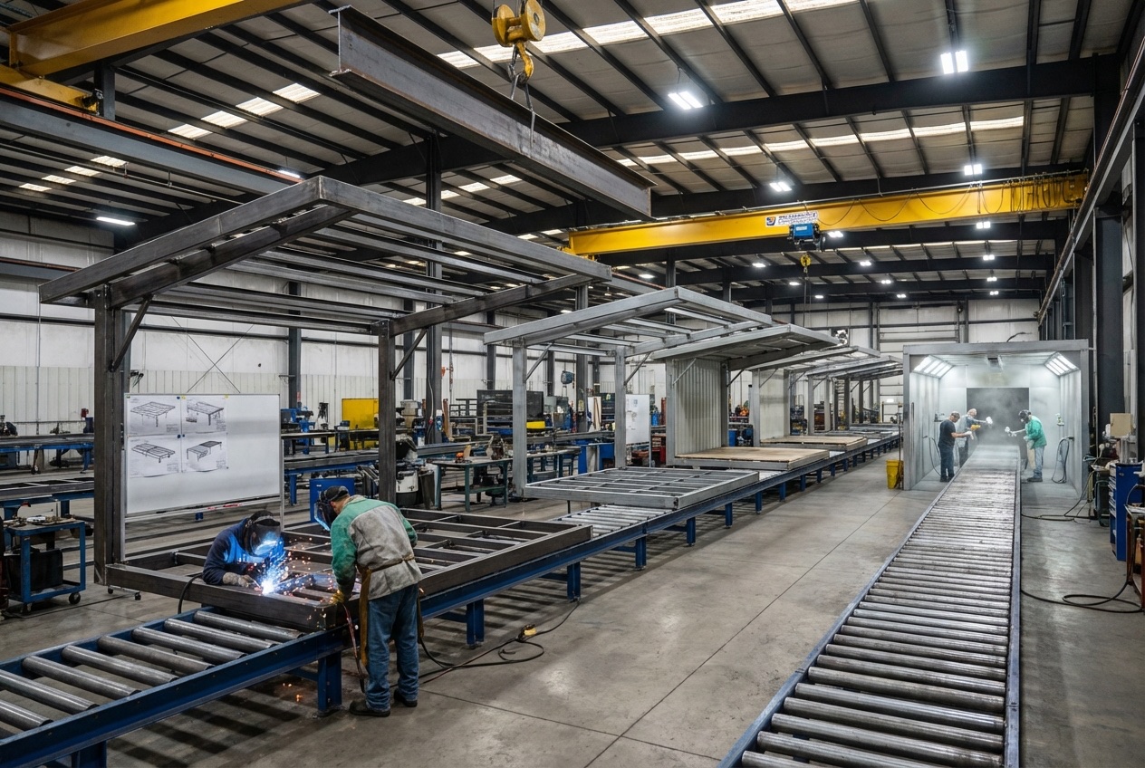 Prefabricering av stålkonstruktioner - modern fabrik