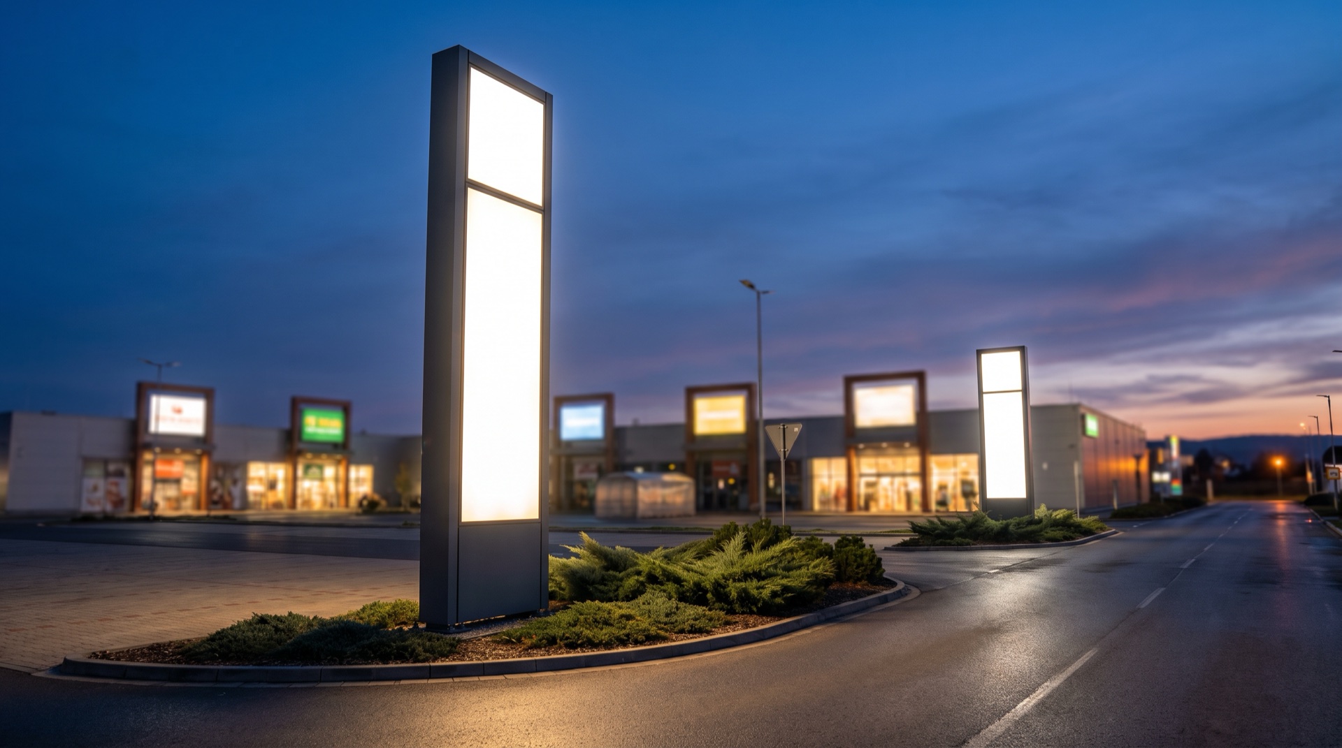 Pylon reklamowy stalowy, konstrukcja nośna pod kaseton, realizacja SmartHalls