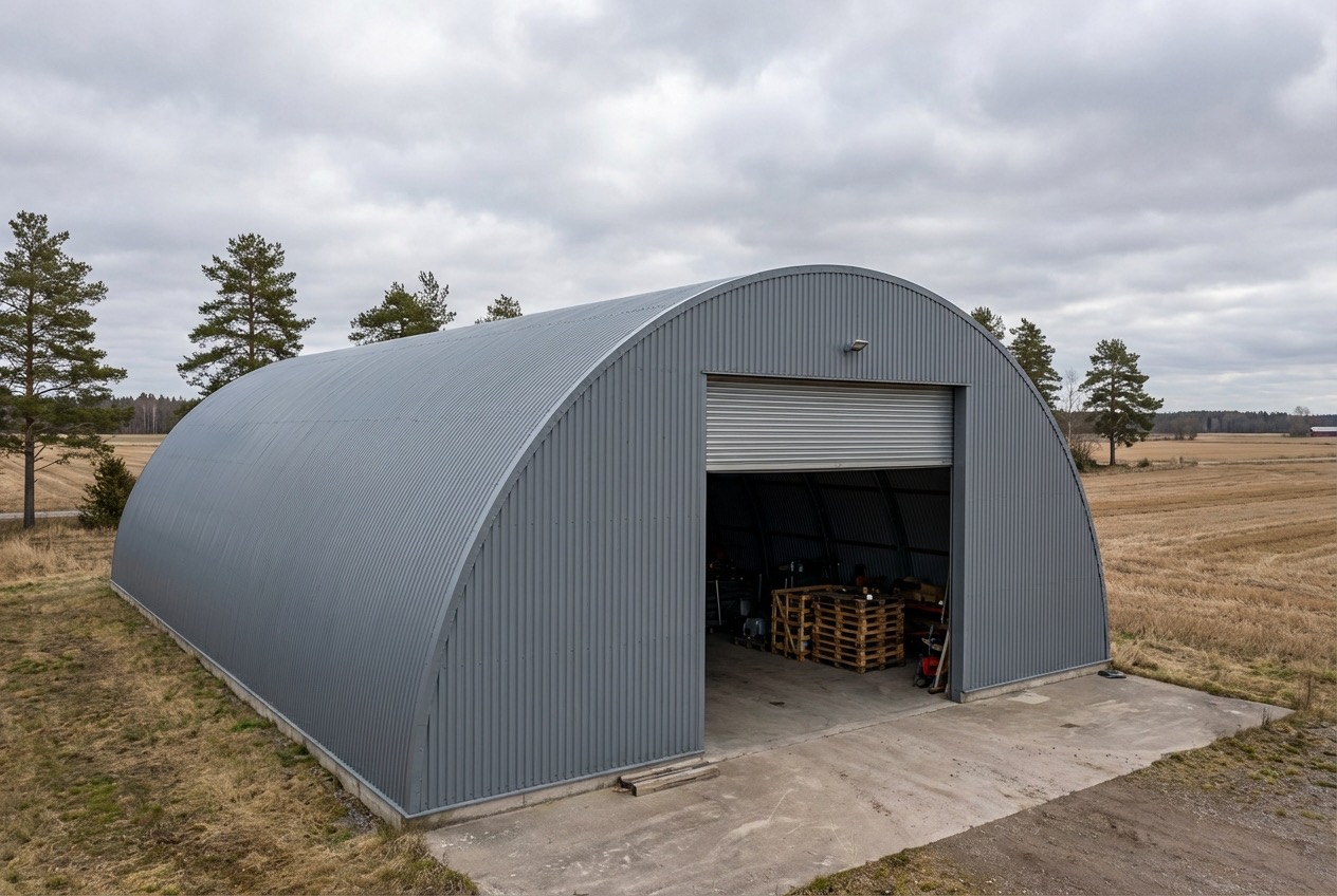 Rundbuehaller fra Polen — Maskinhall for landbruk