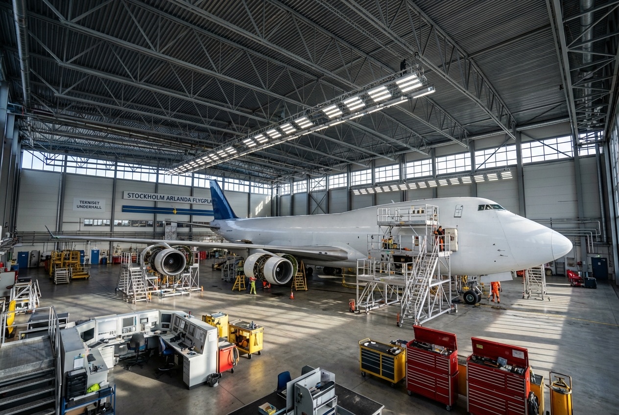 Flyhangarer fra Polen — Vedlikeholdshangar for regional flyplass — 3 500 m²