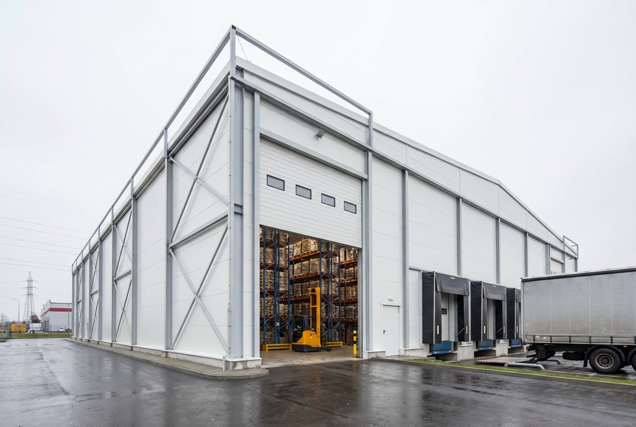 Hale usługowe stalowe — Magazyn wysokiego składowania 3200 m2