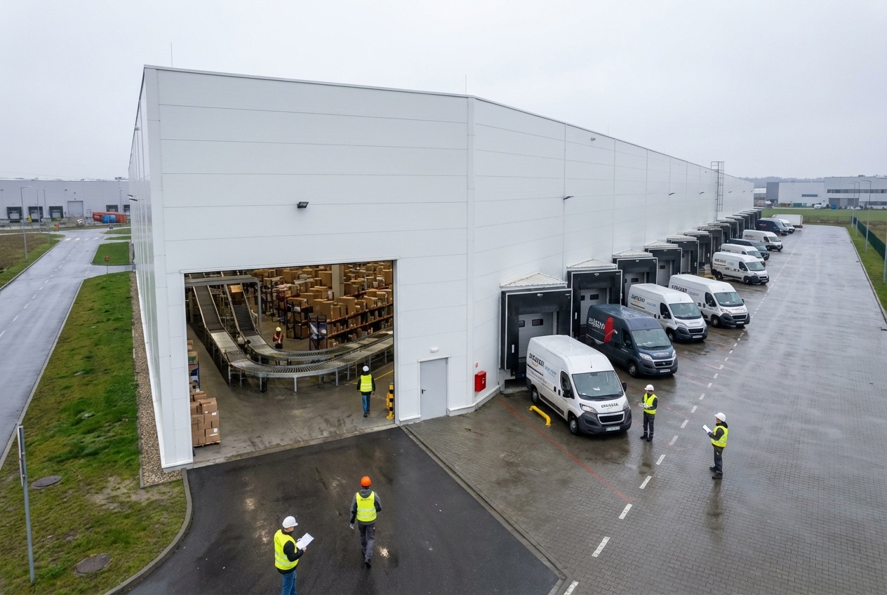 Hale z płyty warstwowej — Centrum dystrybucyjne e-commerce 3500 m2