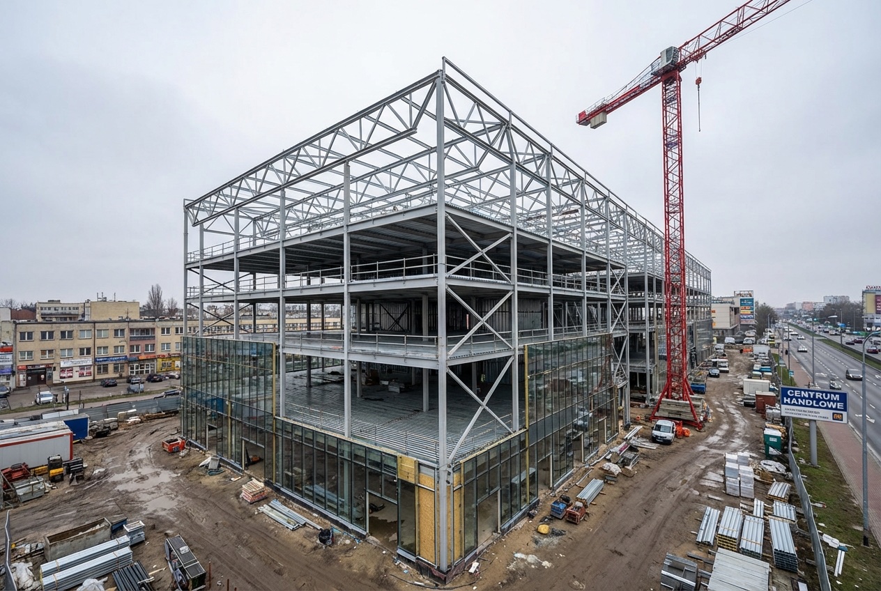 Konstrukcje stalowe na zamówienie 2026 — Konstrukcja centrum handlowego 200 ton