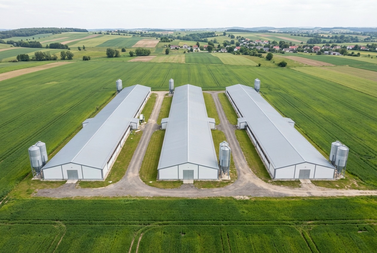 Koszt budowy kurnika na brojlery 2026 — Kompleks 3 kurników - 6000 m²