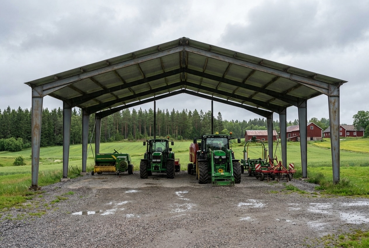 Maskinhall i stål — Öppen maskinhall/tak 300 m²