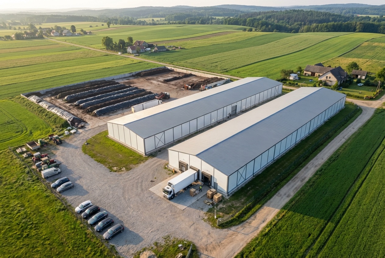 Hala do uprawy pieczarek - Pieczarkarnia 2026 — Pieczarkarnia 2500 m² - profesjonalna